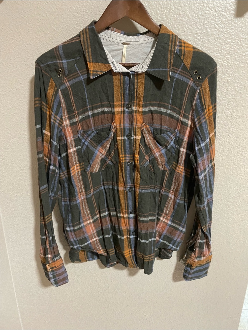 Free People Plaid Button-Up Shirt - Casual Fall Layer